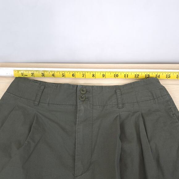 Uniqlo Pants Womens 4 Green High Rise Wide Leg Cropped Cotton Blend Casual - Picture 8 of 12